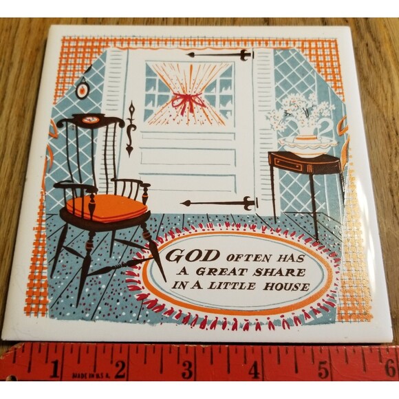 Screencraft hand painted tile trivet vintage 60s - Picture 1 of 4